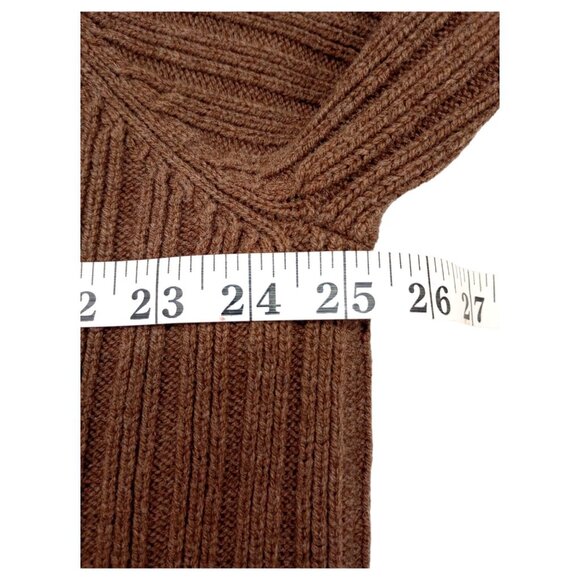 Duluth Trading Sweater Mens Pullover XL Brown Lambs Wool Cable Knit Crewneck - Picture 8 of 12